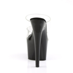 Pleaser ADORE-702 Transparent Black Heeled Mules Women
