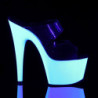 Pleaser ADORE-702UV Transparent Neon White Mules Women