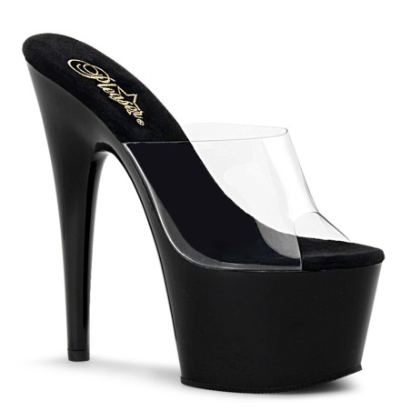 Pleaser ADORE-701 Transparent Black Mules Heels Women