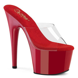 Pleaser ADORE-701 Transparent Red High Heeled Mules