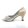 Pleaser Pink Label JENNA-03 Cream Patent Silver Glitter