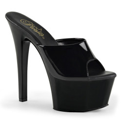 Pleaser ASPIRE-601 Black Patent High Heeled Mules