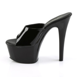 Pleaser ASPIRE-601 Black Patent High Heeled Mules