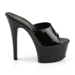 Pleaser ASPIRE-601 Black Patent High Heeled Mules