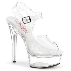 Pleaser EXCITE-608 White High Heeled Platform Sandals