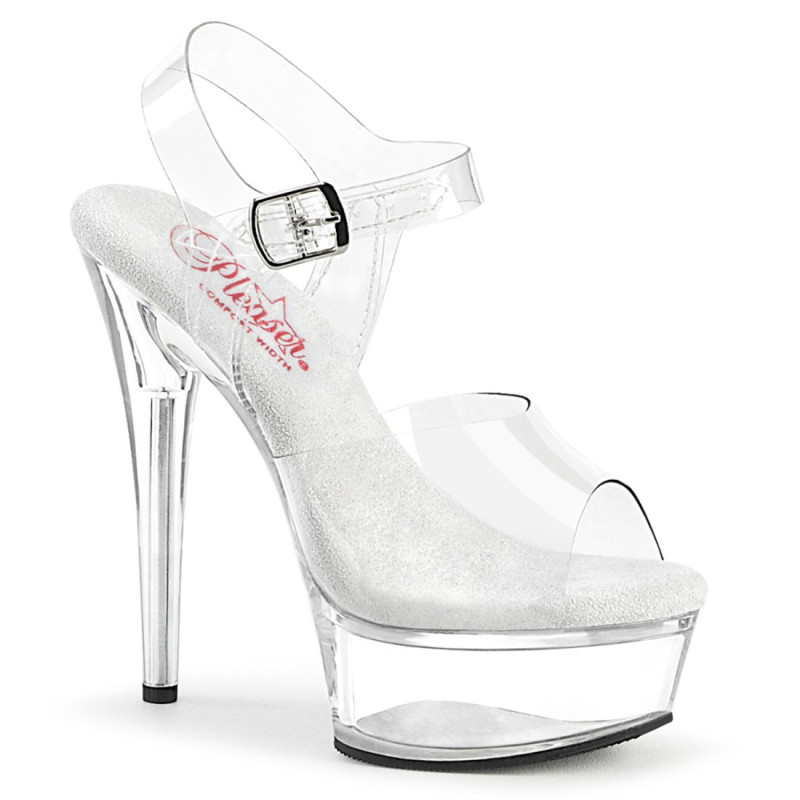 Pleaser EXCITE-608 White High Heeled Platform Sandals Pleaser EXCITE-608 White High Heeled Platform Sandals