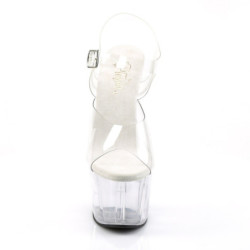 Pleaser EXCITE-608 White High Heeled Platform Sandals