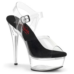 Pleaser EXCITE-608 Black High Heeled Platform Sandals