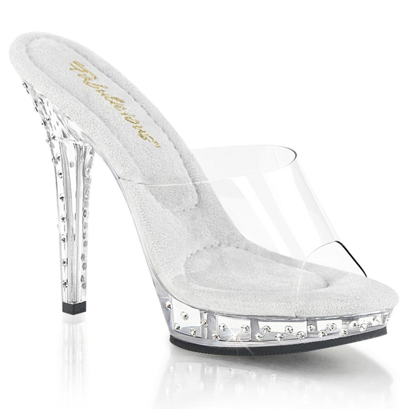 Fabulicious LIP-101SDT Transparent Heeled Mules Women