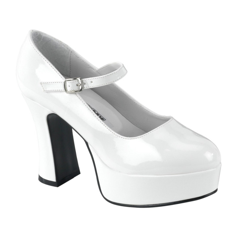 Funtasma MARYJANE-50 White Chunky Heels Platform Pumps Funtasma MARYJANE-50 White Chunky Heels Platform Pumps
