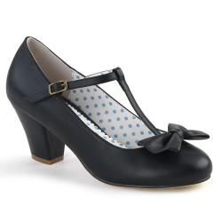 Pin Up Couture WIGGLE-50 Black Cuben Heel Retro Pumps