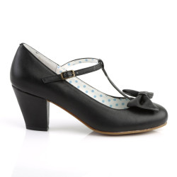 Pin Up Couture WIGGLE-50 Black Cuben Heel Retro Pumps
