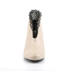 Pleaser Pink Label JENNA-105 Cream Vegan Leather Black