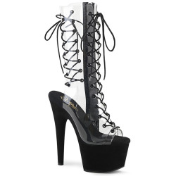 Pleaser ADORE-700-60FS Transparent Black Vegan Suede