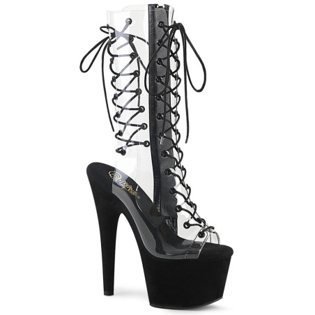 Pleaser ADORE-700-60FS Transparent Black Vegan Suede