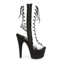 Pleaser ADORE-700-60FS Transparent Black Vegan Suede