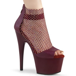 Pleaser ADORE-765RM Burgundy Leather Strass Mesh Sale