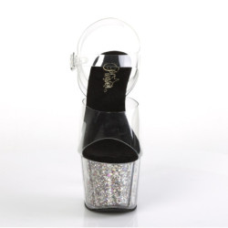 Pleaser ADORE-708CG Silver Glitter Platform High Heels