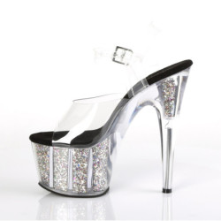 Pleaser ADORE-708CG Silver Glitter Platform High Heels
