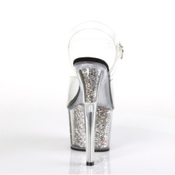 Pleaser ADORE-708CG Silver Glitter Platform High Heels