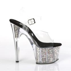 Pleaser ADORE-708CG Silver Glitter Platform High Heels