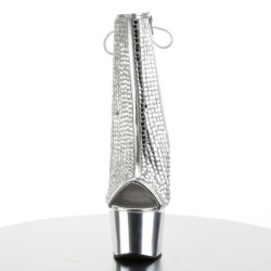Pleaser ADORE-1018DCS Silver Strass Chrome Ankle Boots