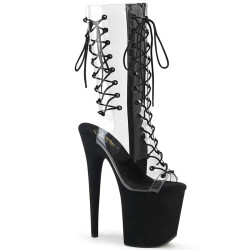 Pleaser FLAMINGO-800-60FS Transparent Black Vegan Suede