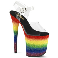 Pleaser FLAMINGO-808RG-04 Transparent Rainbow Glitter