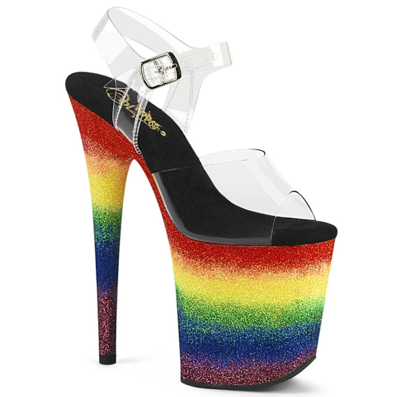 Pleaser FLAMINGO-808RG-04 Transparent Rainbow Glitter Pleaser FLAMINGO-808RG-04 Transparent Rainbow Glitter