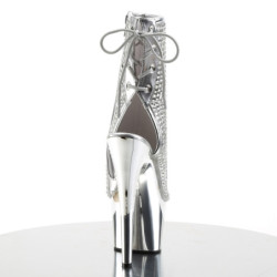 Pleaser ADORE-1018DCS Silver Strass Chrome Ankle Boots