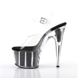 Pleaser ADORE-708G Black Glitter Platform High Heels