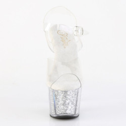 Pleaser ADORE-708G Silver Glitter Platform High Heels