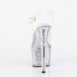 Pleaser ADORE-708G Silver Glitter Platform High Heels