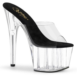 Pleaser ADORE-701 Transparent Black Heeled Mules Women