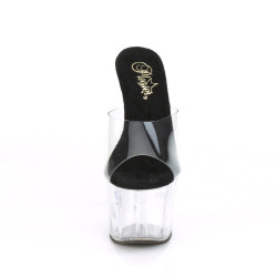 Pleaser ADORE-701 Transparent Black Heeled Mules Women