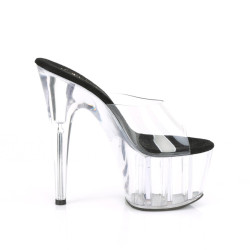 Pleaser ADORE-701 Transparent Black Heeled Mules Women