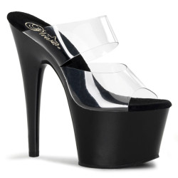 Pleaser ADORE-702 Transparent Black Heeled Mules Women