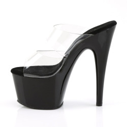Pleaser ADORE-702 Transparent Black Heeled Mules Women