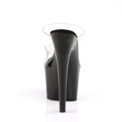 Pleaser ADORE-702 Transparent Black Heeled Mules Women