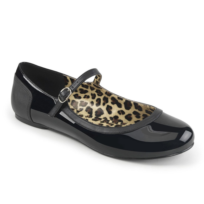 Pleaser Pink Label ANNA-02 Black Patent Ballerinas Men