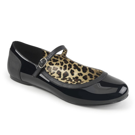 Pleaser Pink Label ANNA-02 Black Patent Ballerinas Men