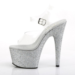 Pleaser ADORE-708HMG Silver Glitter Platform High Heels