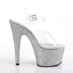 Pleaser ADORE-708HMG Silver Glitter Platform High Heels