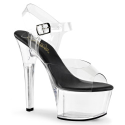 Pleaser ASPIRE-608 Black Clear Platform High Heel Shoes