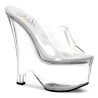 Pleaser BEAU-601 Clear Platform Heeled Wedge Mules Women