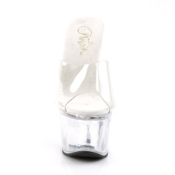 Pleaser BEAU-601 Clear Platform Heeled Wedge Mules Women