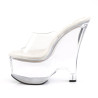 Pleaser BEAU-601 Clear Platform Heeled Wedge Mules Women