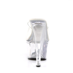 Pleaser BEAU-601 Clear Platform Heeled Wedge Mules Women