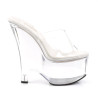 Pleaser BEAU-601 Clear Platform Heeled Wedge Mules Women
