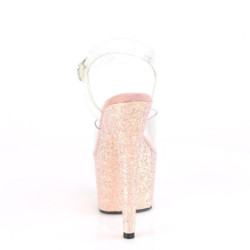 Pleaser ADORE-708LG Transparent Dusty Blush Glitter